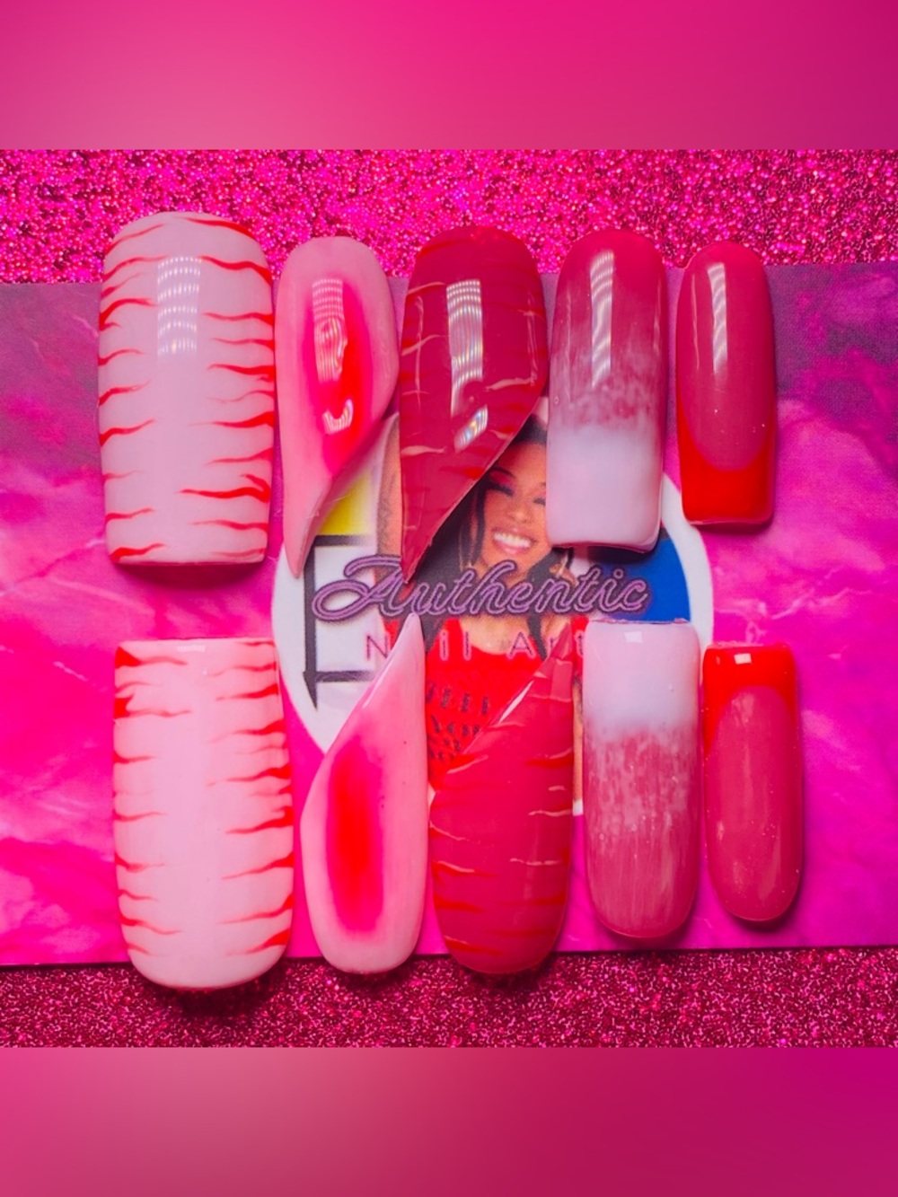 Pink & Red Press-On Nail Set
